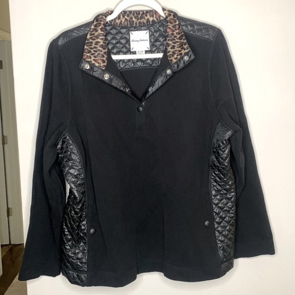 Fall Winter 3/4 Zip Pullover Jacket Puffy Snap Closure Cheetah Tommy Bahama XL